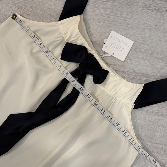 RSVP By Talbots Silk Sleeveless Top with Bow Ivory/Black Size Medium Petite - Picture 10 of 13
